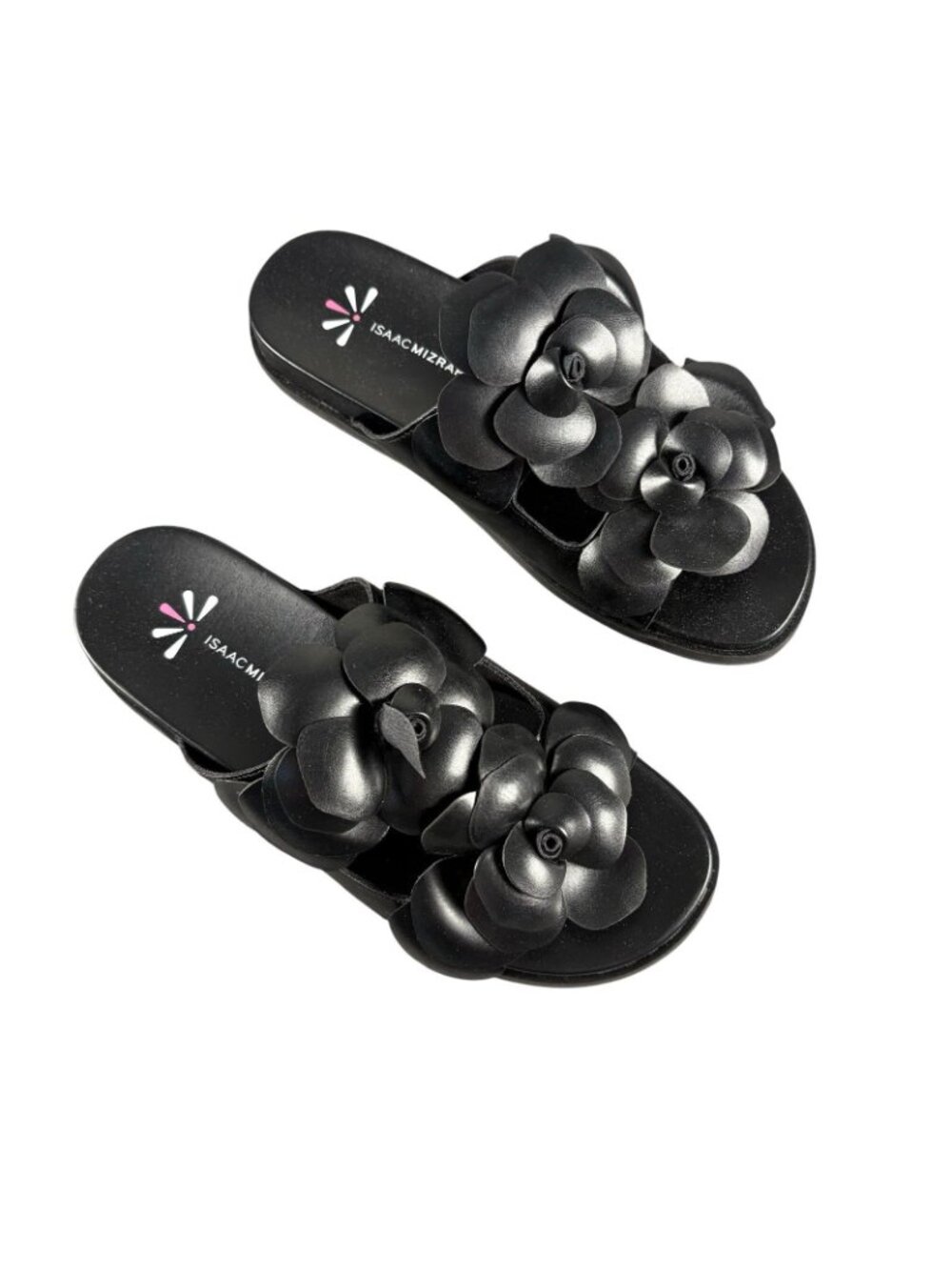 Isaac Mizrahi Live Black Floral Slide Sandals Women’s Size 7.5 New No Box - Picture 4 of 7
